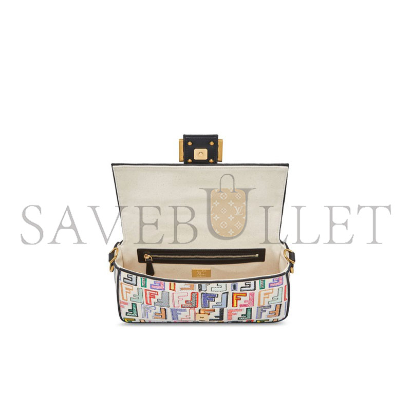 FENDI BAGUETTE BAGUETTE BAG IN EMBROIDERED FF PATTERN CANVAS (27*15*6cm) 